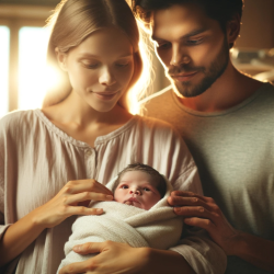 Picture of a baby who was disappointed by its parents at birth because it was not ideal. (by DALL-E)