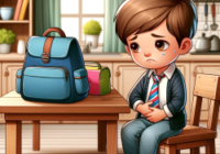 A child who is sick to his stomach because he can't communicate. (by-DALL-E)