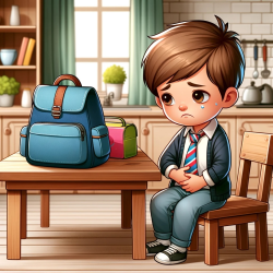 A child who is sick to his stomach because he can't communicate. (by-DALL-E)