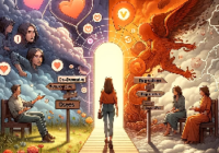 "The sensations we feel when we turn our attention to the codependent and regression types" by DALL-E