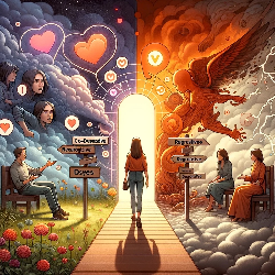 "The sensations we feel when we turn our attention to the codependent and regression types" by DALL-E